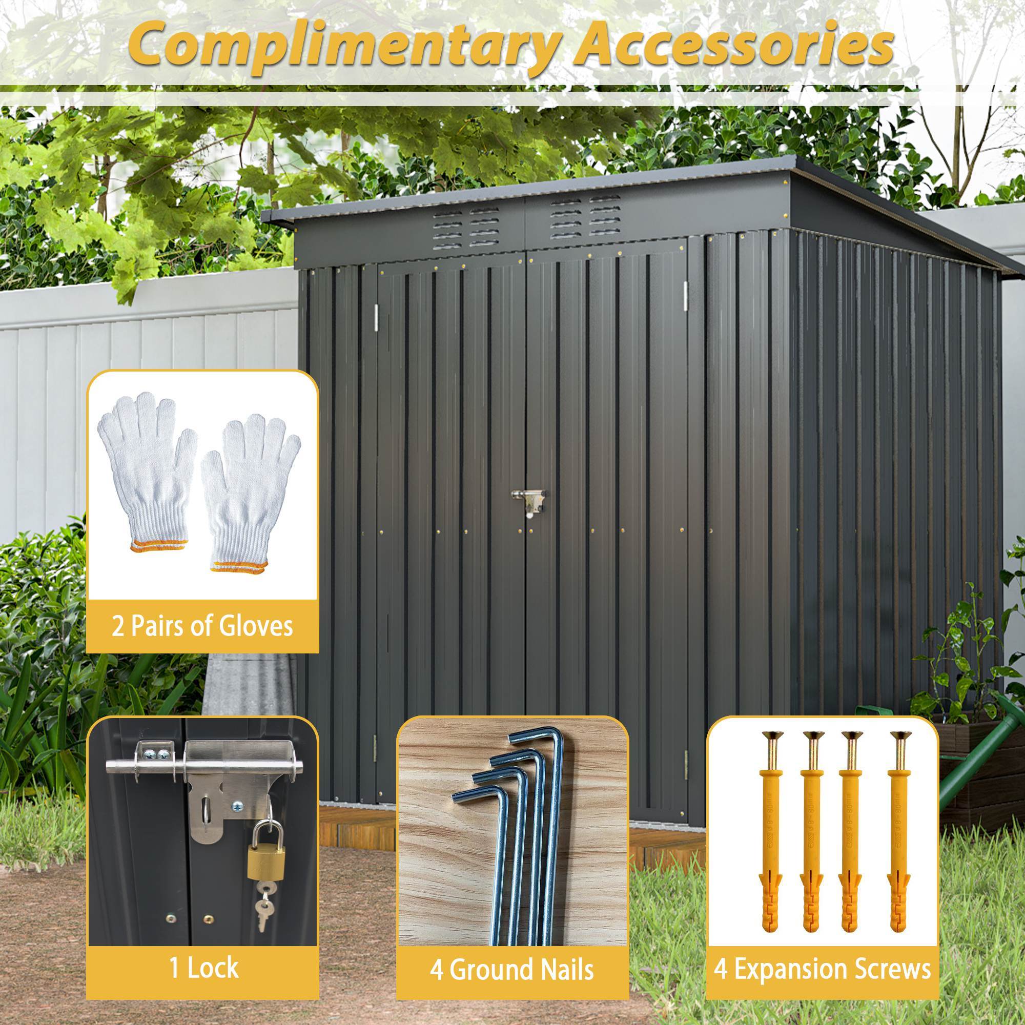 6 X 4 Ft Outdoor Storage Shed, All Weather Tool Shed For Garden, Backyard, Lawn, Black - Decindoor