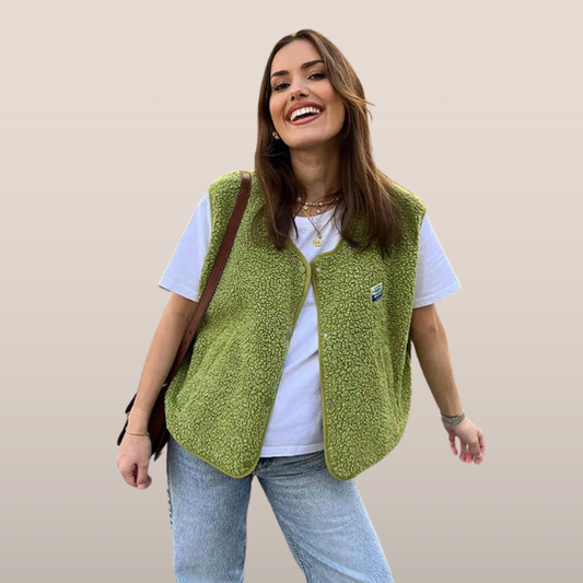 Fleece Bodywarmer – Mouwloos Vest met Drukknoopsluiting