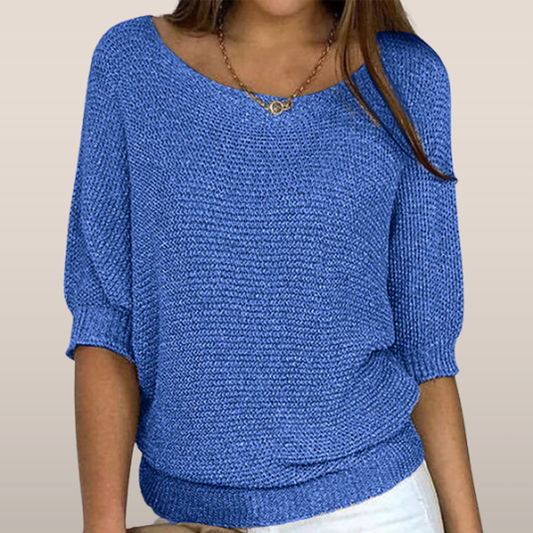 Gebreide dames top – Casual model met 3/4-mouwen