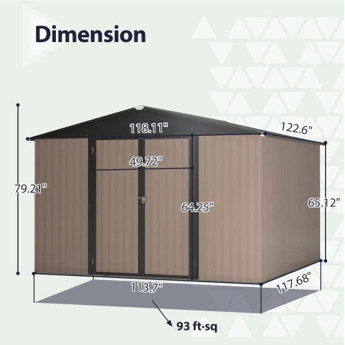 LMcenter's 10' X 10' Metal Storage Shed For Ourdoor, Steel Yard Shed With Design Of Lockable Doors, Utility And Tool