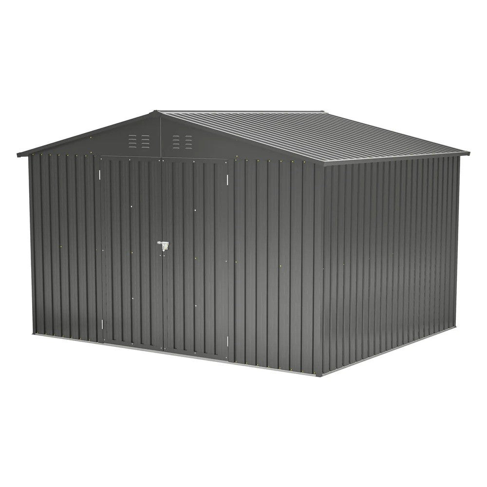 LMcenter's 10X8 FT Outdoor Storage Shed, All Weather Metal Sheds With Lockable Doors, Tool Shed For Garden, Patio, Backyard, Lawn, Black